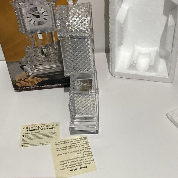 Crystal Legends By Godinger Clear Crown Grandfather Shelf Clock OS - Picture 6 of 10